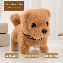(Bixiong02) Kawaii Dog Plush Toy Can Walk Bark Nod Simulation Plush Electric Puppy Without Battery Kids Toys Electric Puppy Can Wag Tail