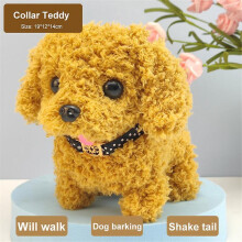 (Teddy) Kawaii Dog Plush Toy Can Walk Bark Nod Simulation Plush Electric Puppy Without Battery Kids Toys Electric Puppy Can Wag Tail