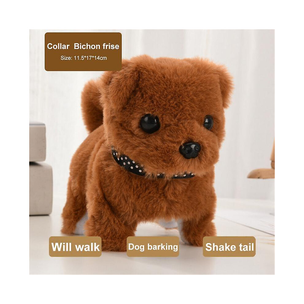 (Bixiong03) Kawaii Dog Plush Toy Can Walk Bark Nod Simulation Plush Electric Puppy Without Battery Kids Toys Electric Puppy Can Wag Tail