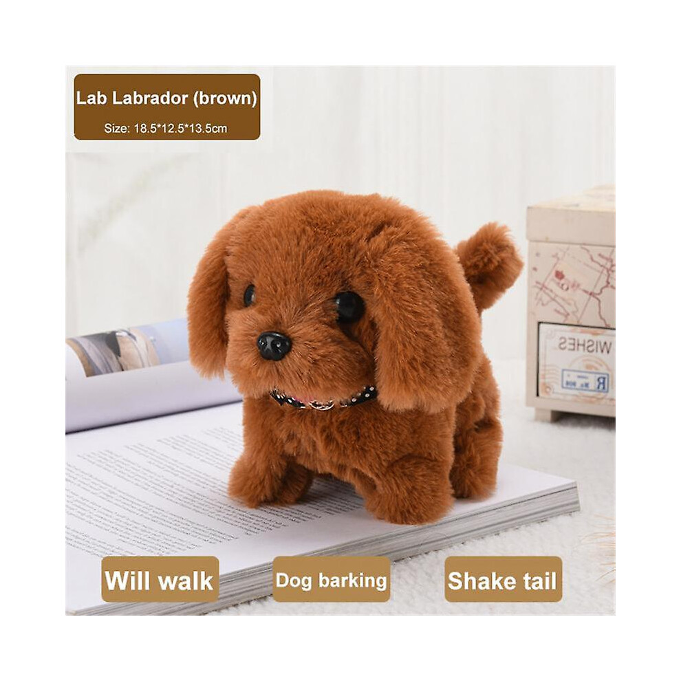 (Labrador03) Kawaii Dog Plush Toy Can Walk Bark Nod Simulation Plush Electric Puppy Without Battery Kids Toys Electric Puppy Can Wag Tail