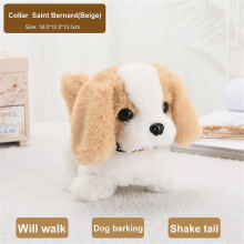 (St Bernard02) Kawaii Dog Plush Toy Can Walk Bark Nod Simulation Plush Electric Puppy Without Battery Kids Toys Electric Puppy Can Wag Tail