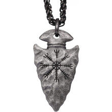 Viking Jewelry, Antique Forged Iron Color Stainless Steel Viking Talisman Pendant Necklace, Viking Jewelry Gift For Men