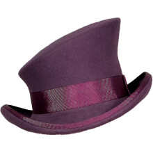 (Purple) Asymmetric Top Hat Wool Hat Women Men Unisex Hat Steam Punk Hat Top Hat Fashion Ribbon Decorative Hat Hat With Ear Cover [ege]