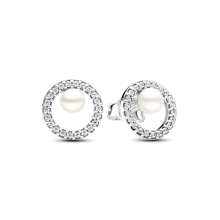 Pandora Pearl And Pavé Halo Earrings 293154C01