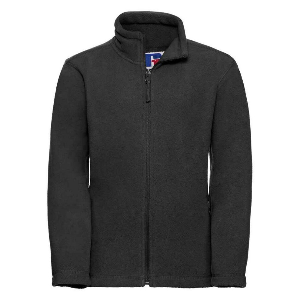 (7-8 Years, Black) Russell Childrens/Kids Full Zip Outdoor Fleece Jacket