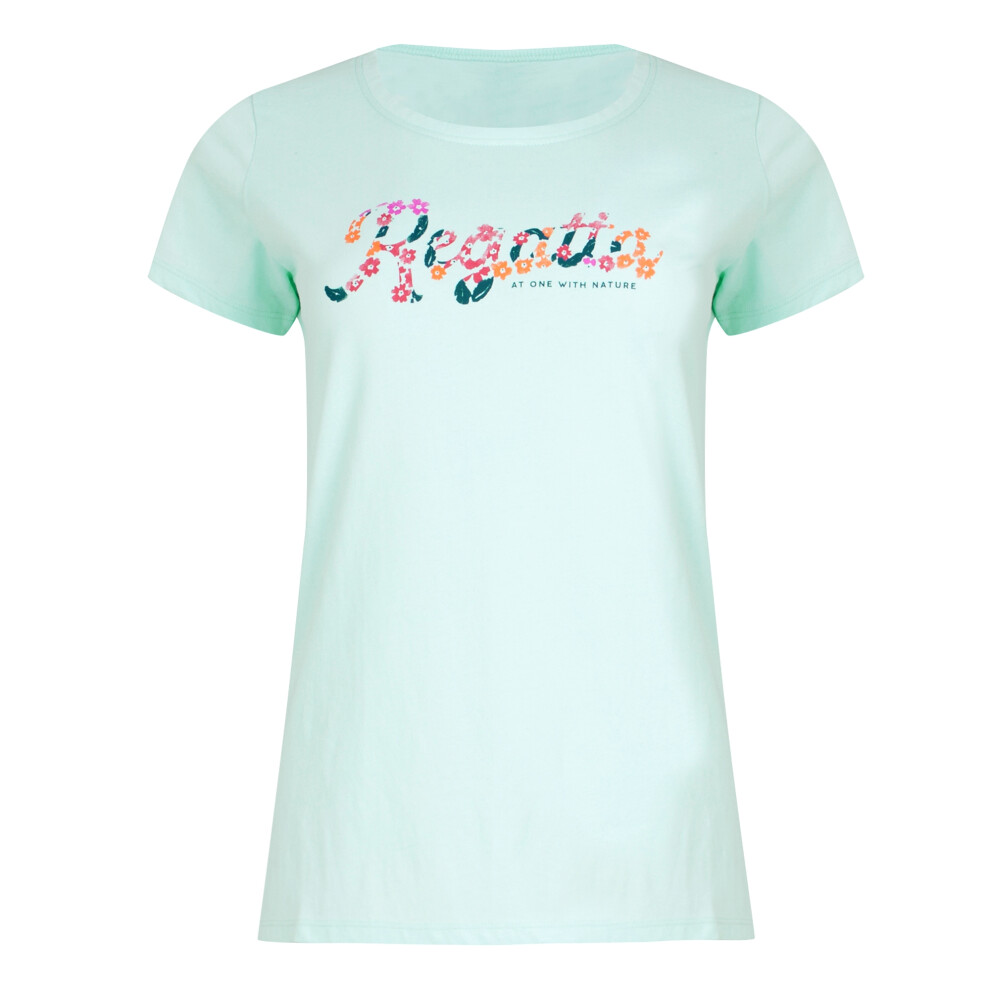 (10 UK, Bleached Aqua) Regatta Womens/Ladies Breezed IV Logo T-Shirt