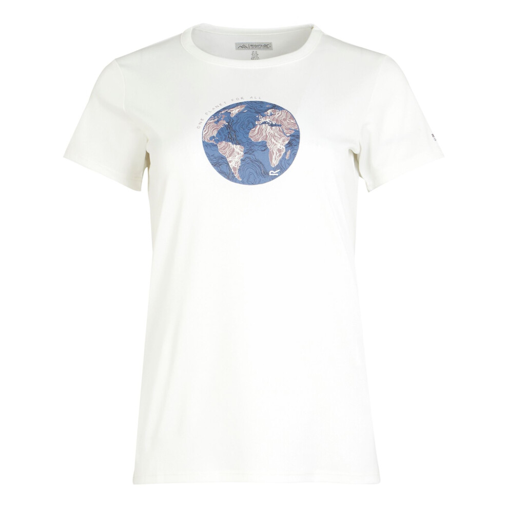 (22 UK, White Linear Globe) Regatta Womens/Ladies Fingal VIII Globe T-Shirt