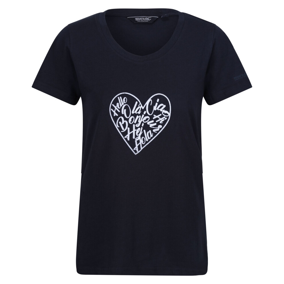 (8 UK, Navy) Regatta Womens/Ladies Filandra VIII Amore Heart T-Shirt