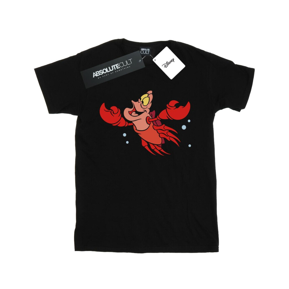 (12-13 Years, Black) Disney Girls The Little Mermaid Sebastian Bubbles Cotton T-Shirt