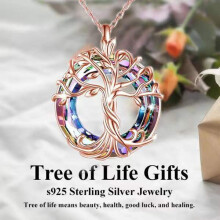 (Rose Gold Tree) Trendy And Fashionable Tree Of Life Pendant Necklace With Alloy Material And Elegant Finish