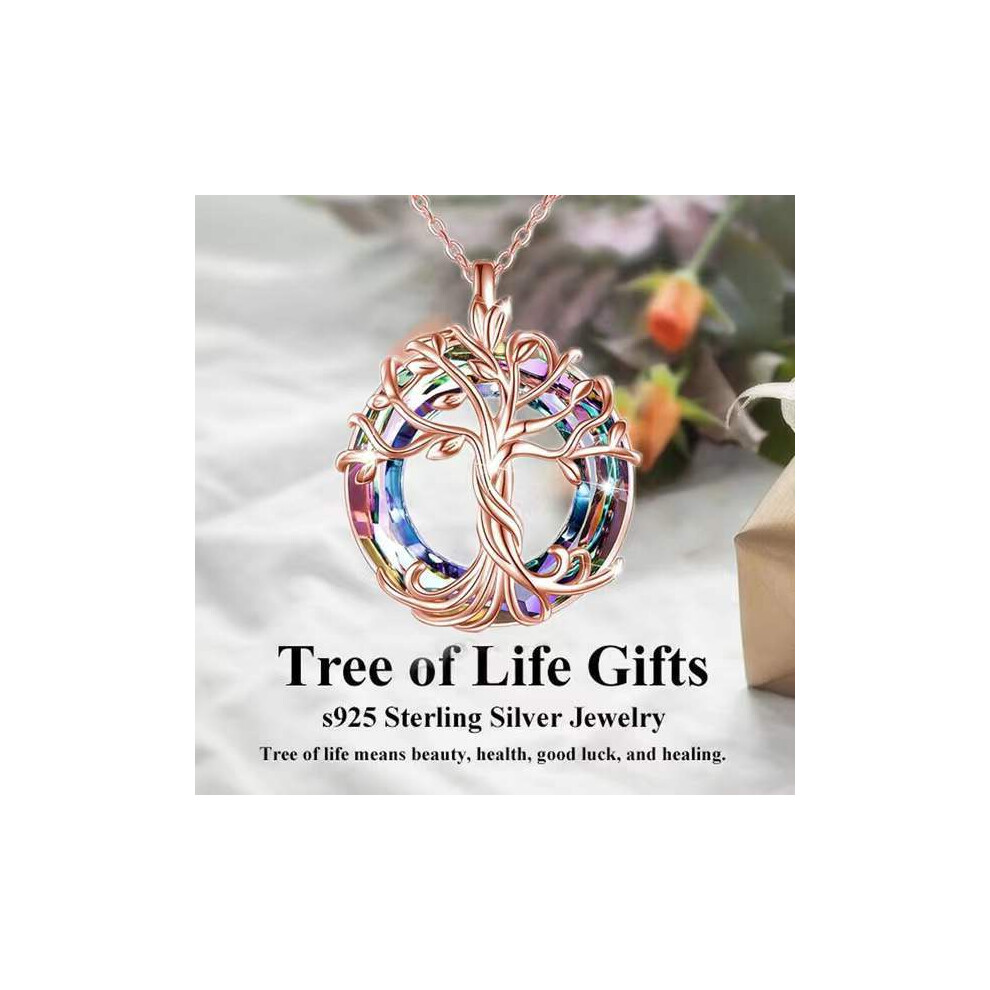 (Rose Gold Tree) Trendy And Fashionable Tree Of Life Pendant Necklace With Alloy Material And Elegant Finish