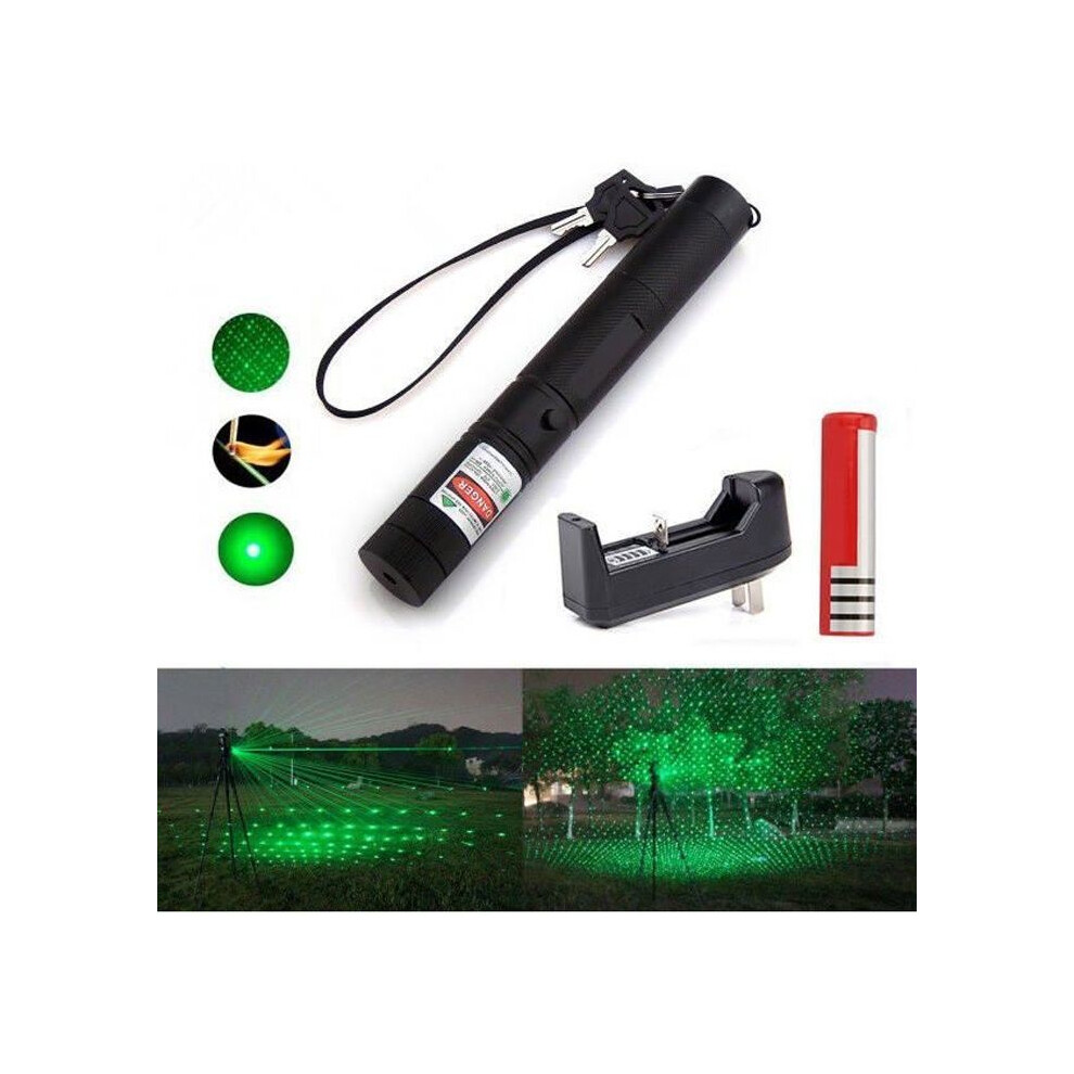 Green Laser 303 5mW Laser Pointer Pen Powerful Laser Pointer Light Pen with 4000mAH 18650 Battery + Charger