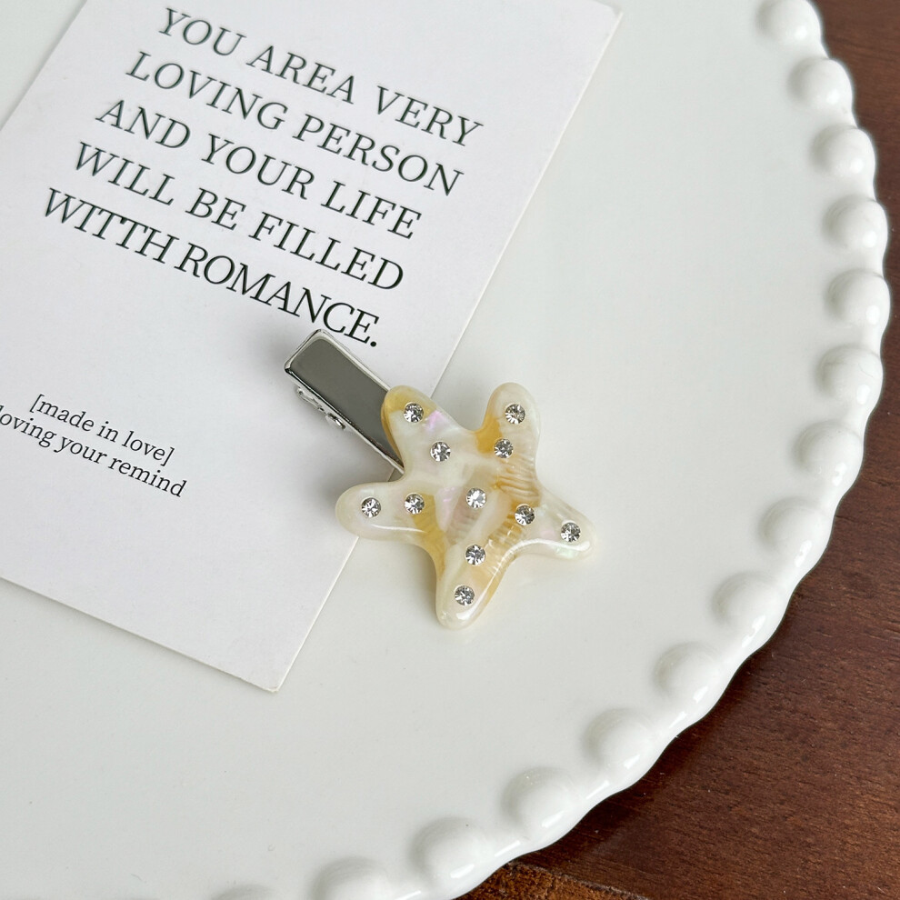 (White Coffee Clip) Fashionforward Acetate Star Hair Clip With Sparkly Rhinestones Tailored For Sophisticated Women-image-OPC-PFMBNCP-NEW