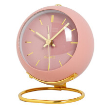 (Pink) Electronic Desk Clock Silent Luminous Pointer