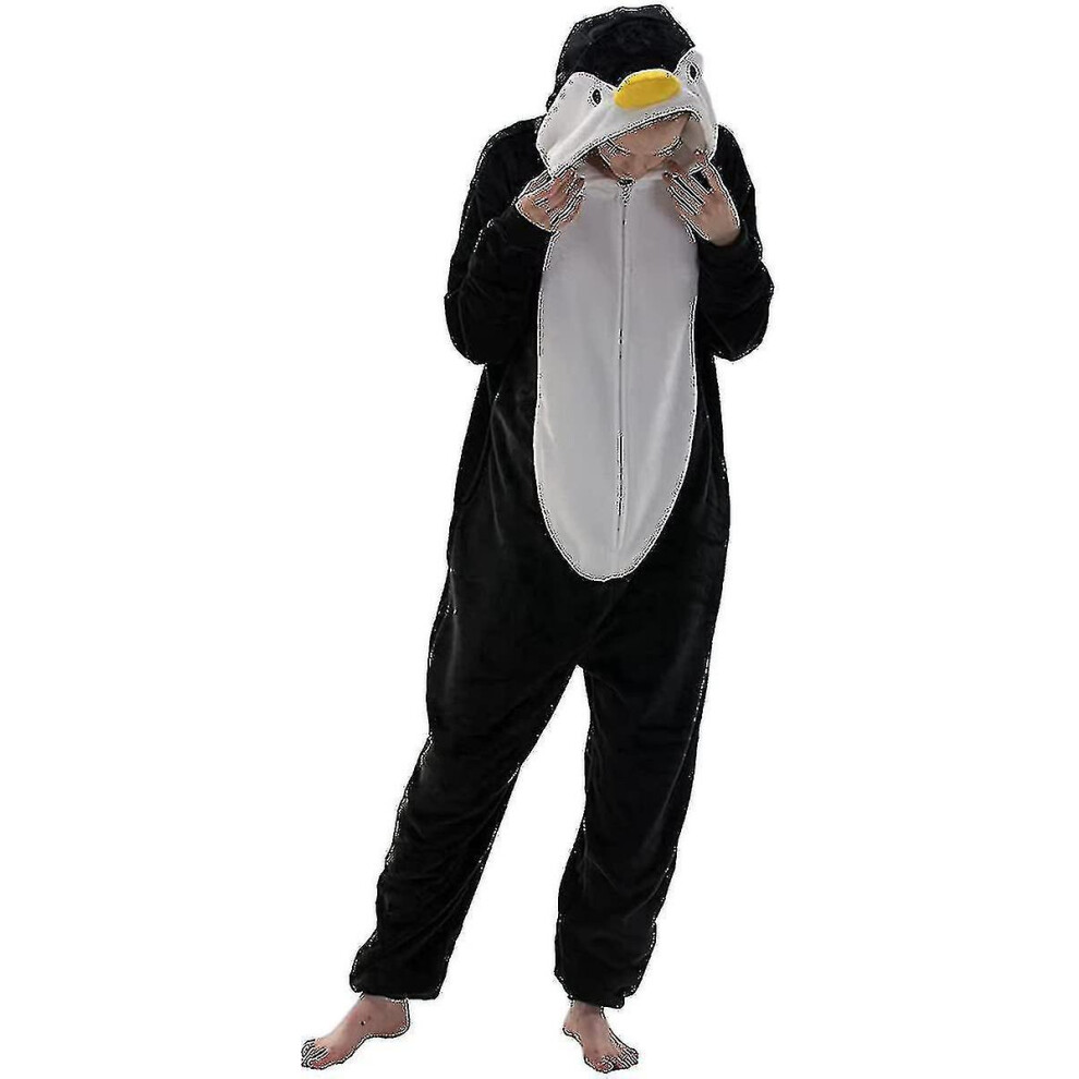 (Penguin, 7-8 years) Snug Fit Unisex Adult Onesie Pajamas Animal One Piece Halloween Costume Sleepwear-r