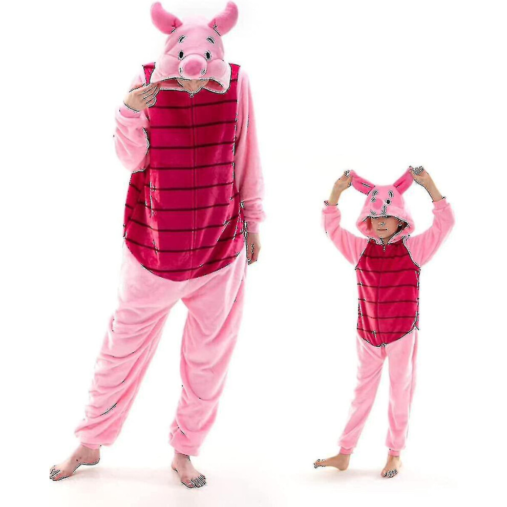 (Piglet, 13-14 years) Snug Fit Unisex Adult Onesie Pajamas Animal One Piece Halloween Costume Sleepwear-r