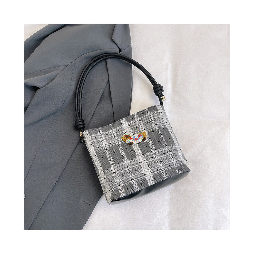 (Black) Fashionable Street Style Bucket Bag With Spacious Interior And Soft Canvas Material-image-OPC-PFMBTGB-NEW