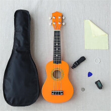 (orange) Ukulele Combo 21 Ukulele Black Soprano 4 Strings Uke Hawaii Bass Stringed Musical Instrument Set Kitstunerstringstrapbag