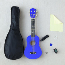 (deep purple) Ukulele Combo 21 Ukulele Black Soprano 4 Strings Uke Hawaii Bass Stringed Musical Instrument Set Kitstunerstringstrapbag