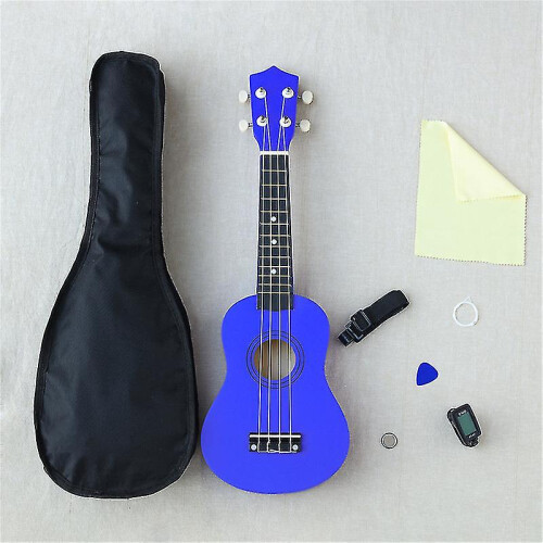 (deep purple) Ukulele Combo 21 Ukulele Black Soprano 4 Strings Uke Hawaii Bass Stringed Musical Instrument Set Kitstunerstringstrapbag