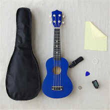(navy blue) Ukulele Combo 21 Ukulele Black Soprano 4 Strings Uke Hawaii Bass Stringed Musical Instrument Set Kitstunerstringstrapbag