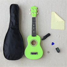 (apple green) Ukulele Combo 21 Ukulele Black Soprano 4 Strings Uke Hawaii Bass Stringed Musical Instrument Set Kitstunerstringstrapbag