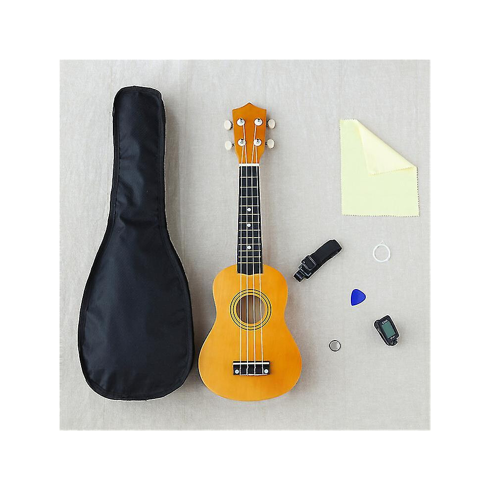 (mocha) Ukulele Combo 21 Ukulele Black Soprano 4 Strings Uke Hawaii Bass Stringed Musical Instrument Set Kitstunerstringstrapbag