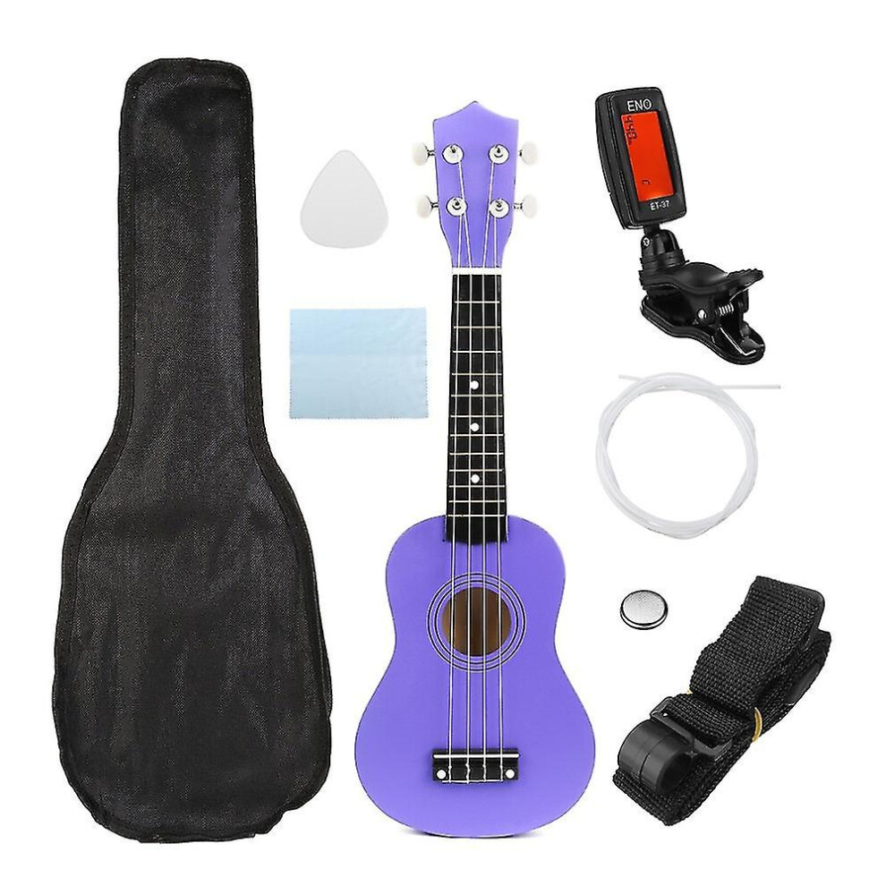 (yellow) Ukulele Combo 21 Ukulele Black Soprano 4 Strings Uke Hawaii Bass Stringed Musical Instrument Set Kitstunerstringstrapbag