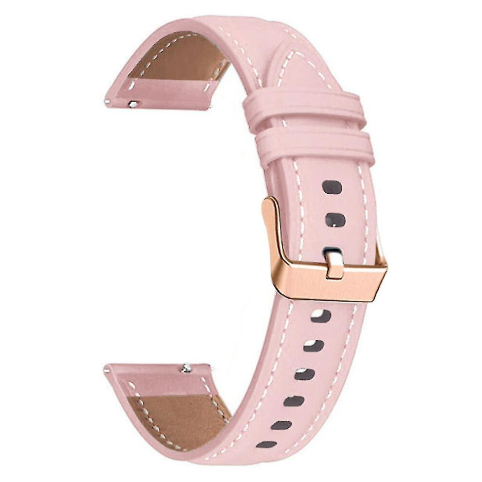 (Pink) For Garmin Forerunner 265s/255s/venu 2s Watch Band 18mm Genuine Cow Leather Wrist Strap Kb