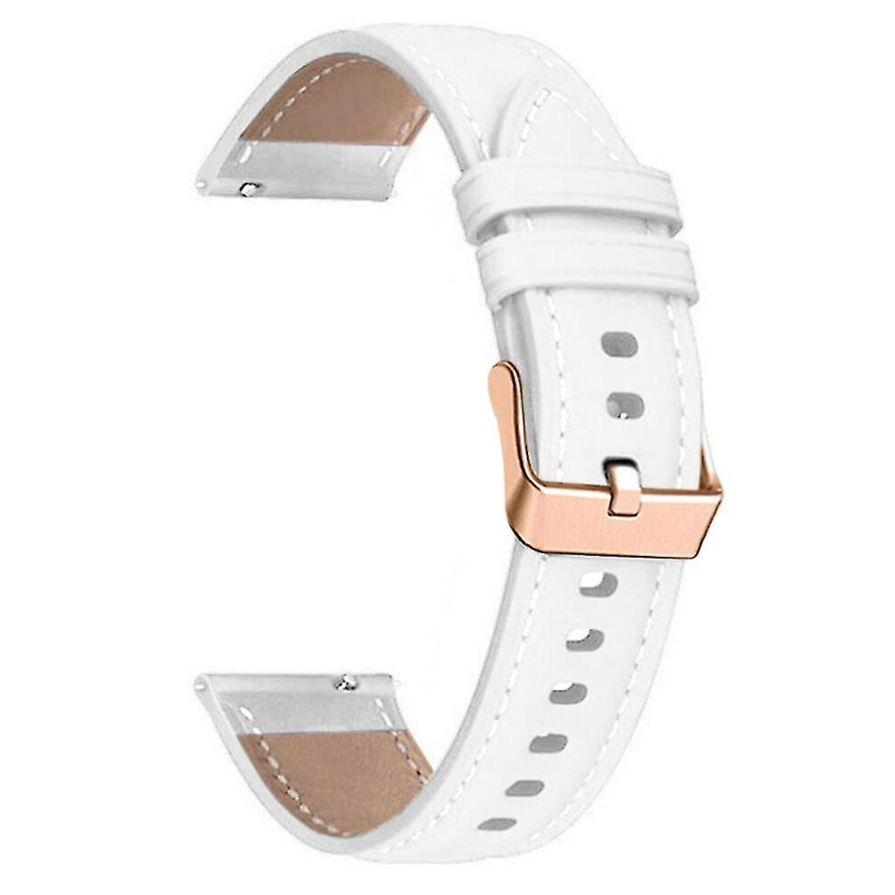 (White) For Garmin Forerunner 265s/255s/venu 2s Watch Band 18mm Genuine Cow Leather Wrist Strap Kb