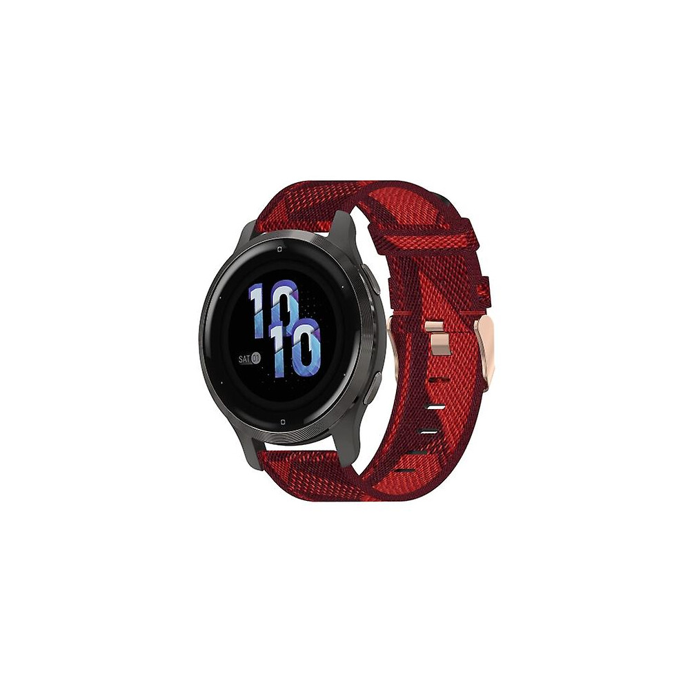 (Red) For Garmin Venu 2S 18Mm Nylon Woven Watch Band Red 7305601589576