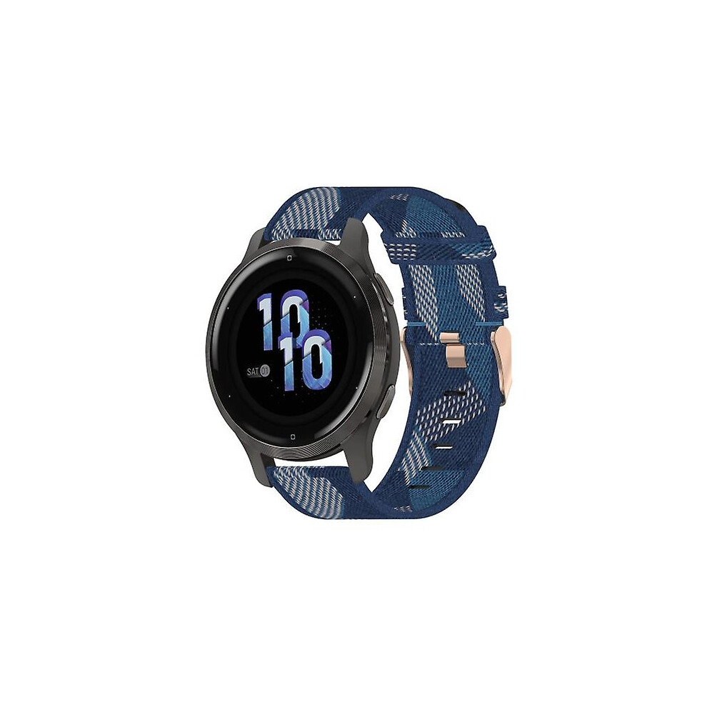 (Blue) For Garmin Venu 2s 18mm Nylon Woven Watch Band