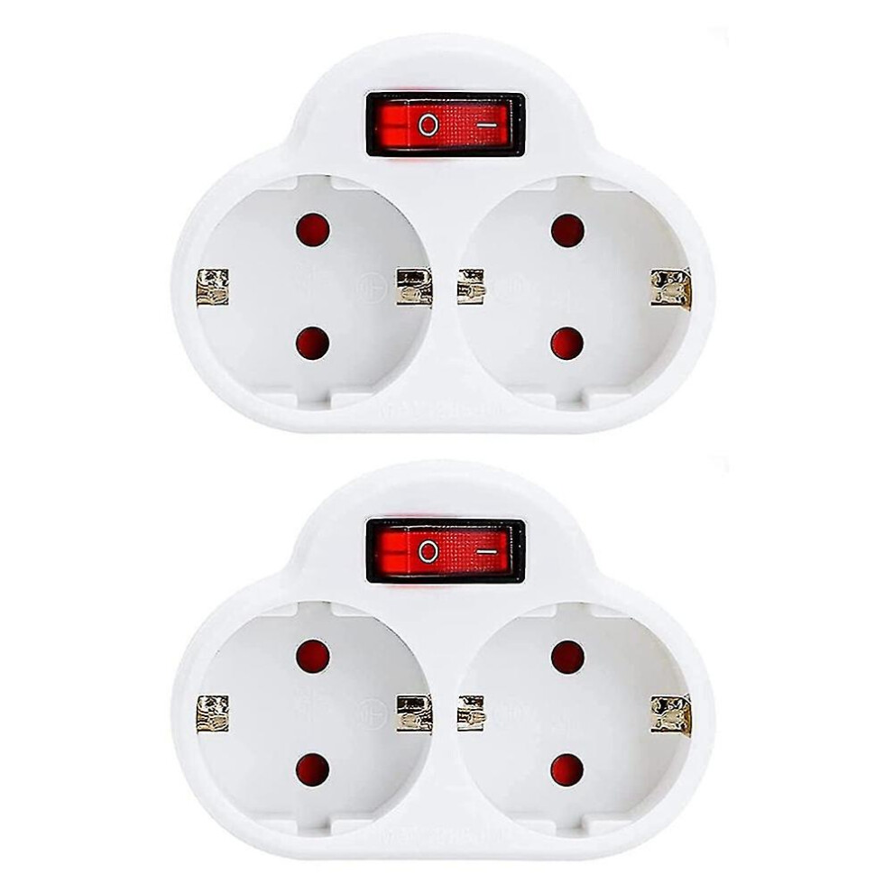 2pcs Socket Adapter with Switch, 250v/16a 3680w Portable Sockets Wall Plate Socket Compatible with O