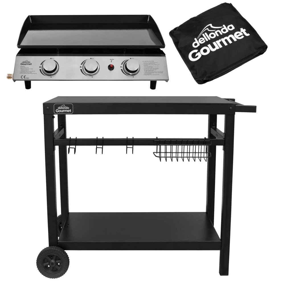 3 Burner Portable Gas Plancha, Cover & Trolley