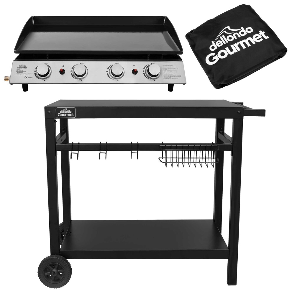 4 Burner Portable Gas Plancha, Cover & Trolley