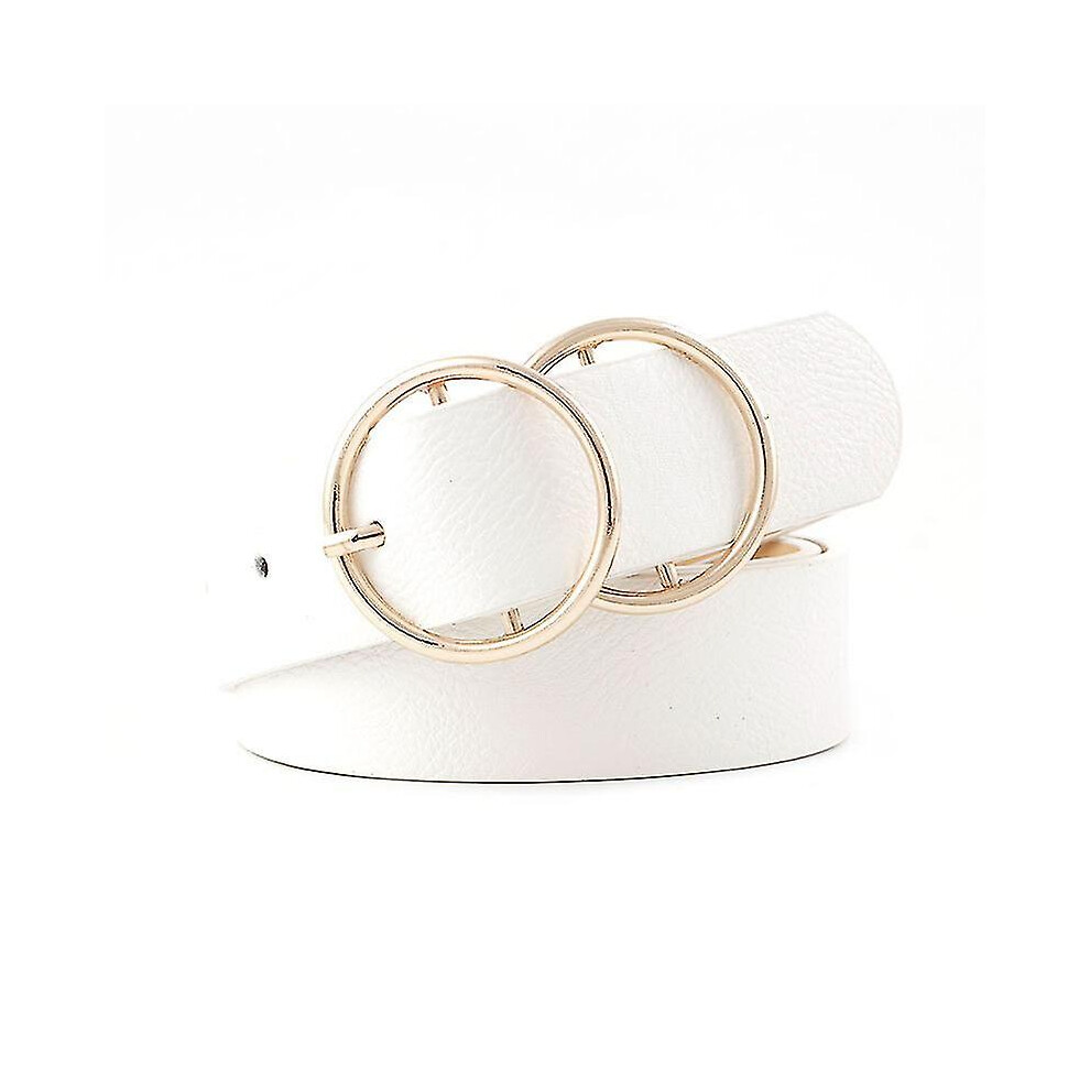 (2 white 2 round) Hot Fashion Women Pu Belt 66 Styles Metal Buckle Waistband Designer Student Wild Jeans Dress Long Waist Strap Cinturon Mujer -xx