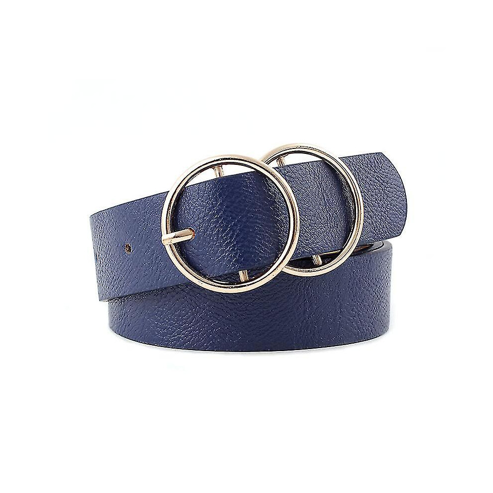 (2 blue 2 round) Hot Fashion Women Pu Belt 66 Styles Metal Buckle Waistband Designer Student Wild Jeans Dress Long Waist Strap Cinturon Mujer -xx