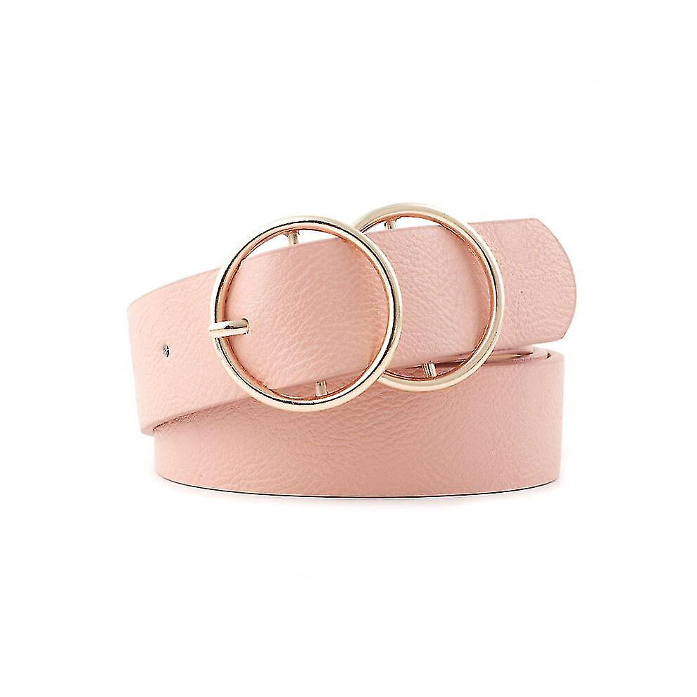 (2 pink 2 round) Hot Fashion Women Pu Belt 66 Styles Metal Buckle Waistband Designer Student Wild Jeans Dress Long Waist Strap Cinturon Mujer -xx