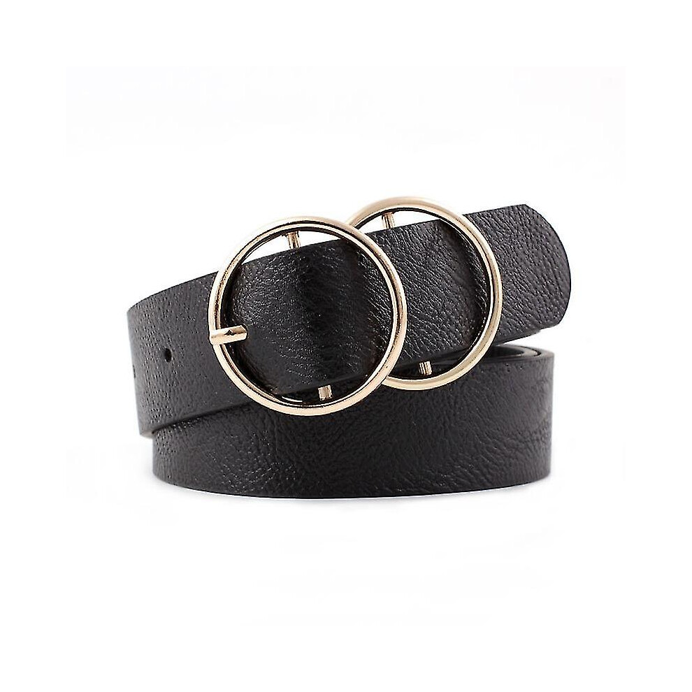(2 black 2 round) Hot Fashion Women Pu Belt 66 Styles Metal Buckle Waistband Designer Student Wild Jeans Dress Long Waist Strap Cinturon Mujer -xx