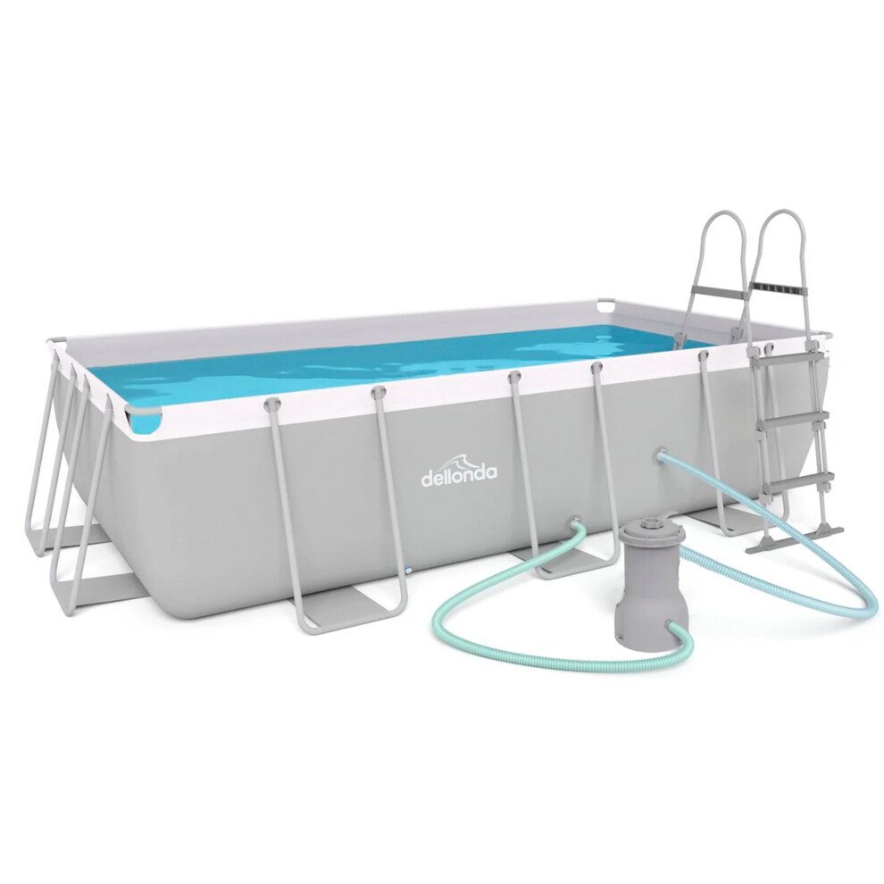 Dellonda 13ft Deluxe Steel Frame Swimming Pool | Rectangular with Filter Pump DL21