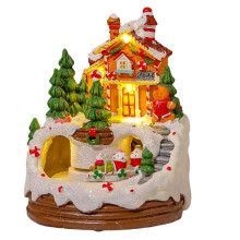 Illuminated Christmas Gingerbread Village House With Train LED Light Music Building Home Tabletop Decor Holiday Display