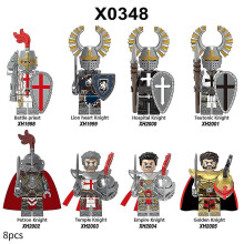 8pcs Medieval Knight Action Figures Set Collectible Building Blocks Battle Priest Patron Knight Assembly Minifigures Toys Kids Fans Gift