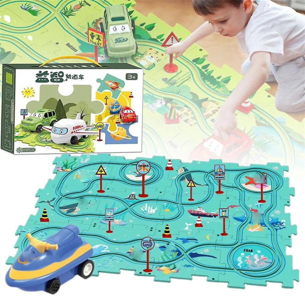 (Kids Toys Educational Puzzle Track Car Play Set - Diy Puzzle Tracks With Vehicles Gifts) Kids Toys Educational Puzzle Track Car Play Set - Diy Puzzle