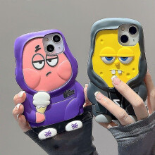 (For iphone12 pro max, A1) Funny Spongebobs Patricks Stars Cartoon 3d Phone Case For Iphone 11 12 13 14 Pro Max Xs Xr X Silicone Shockproof Cover
