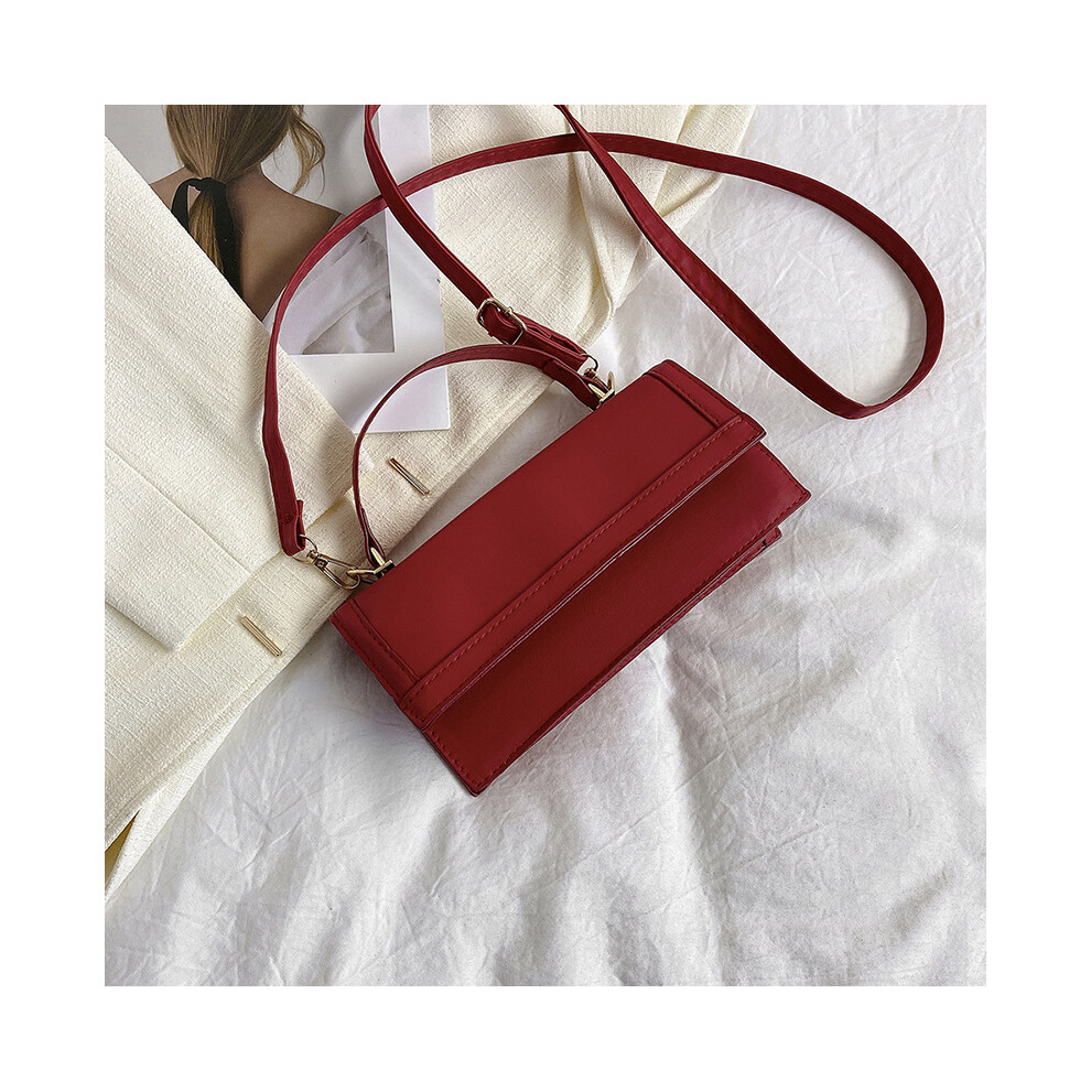 (Red) Small Trendy Square Crossbody Bag For Women With Unique Stitching And Soft Feel-image-OPC-PFMCD87-NEW