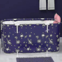 Rectangular Folding Bath Tub, Adult Full Body Bath Tub, Children's Bath Tub(120cm Cotton Starry Blue,)