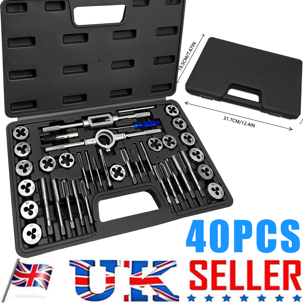 Professional 40X Tap&Die Set Metric Split Dies Wrench Winholder W/Case 433605131211