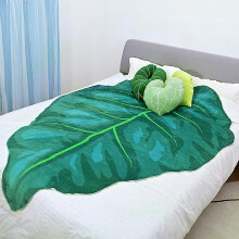 (100x150cm, Green Leaf Pattern B) Flannel Blanket Leaf Shaped Sofa Throw Ins Large Green Leaves Blankets For Bed Sofa Gloriosum Bedspread Christmas Gift Manta