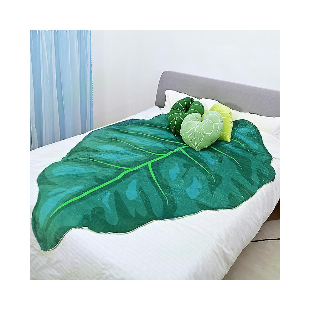 (100x150cm, Green Leaf Pattern B) Flannel Blanket Leaf Shaped Sofa Throw Ins Large Green Leaves Blankets For Bed Sofa Gloriosum Bedspread Christmas Gi-image-OPC-PFMCF5S-NEW