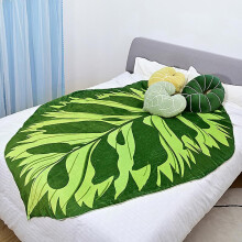 (160x220cm, Green Leaf Pattern C) Flannel Blanket Leaf Shaped Sofa Throw Ins Large Green Leaves Blankets For Bed Sofa Gloriosum Bedspread Christmas Gift Manta